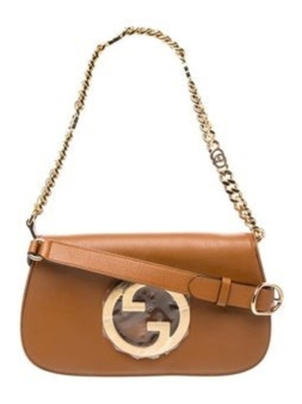Gucci Brown Leather Shoulder Bag with Gold Chain